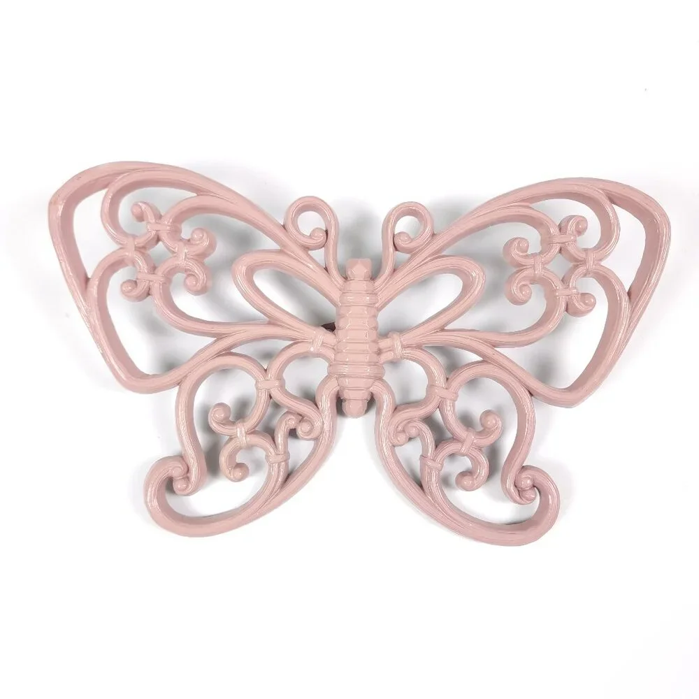 Lot of 2 Vintage Homco Pink Butterflies Wall Decor‎